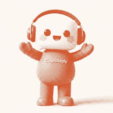 Mascotte CogniReply en illustration pointillée, bras ouverts